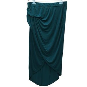 SHEIN Curve Green Faux Wrap Stretchy Hi Lo Skirt - Women’s 2XL Plus Size